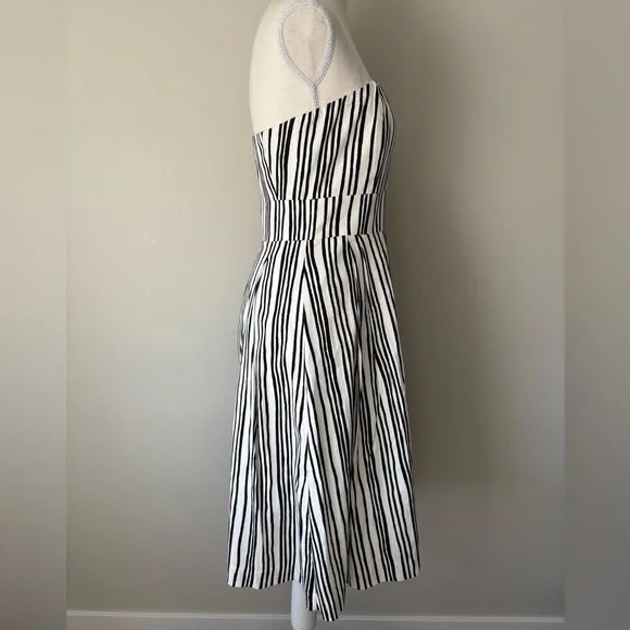 Club Monaco Aviva Strapless Black White Stripe Midi Dress NWT - Picture 5 of 13